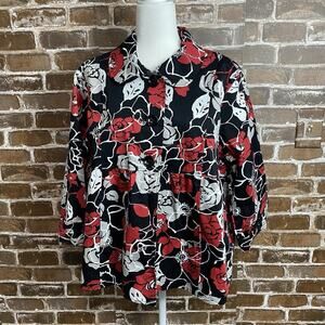 Studio 1940 Floral Blazer Woman’s 18w Red White Black Career Office
